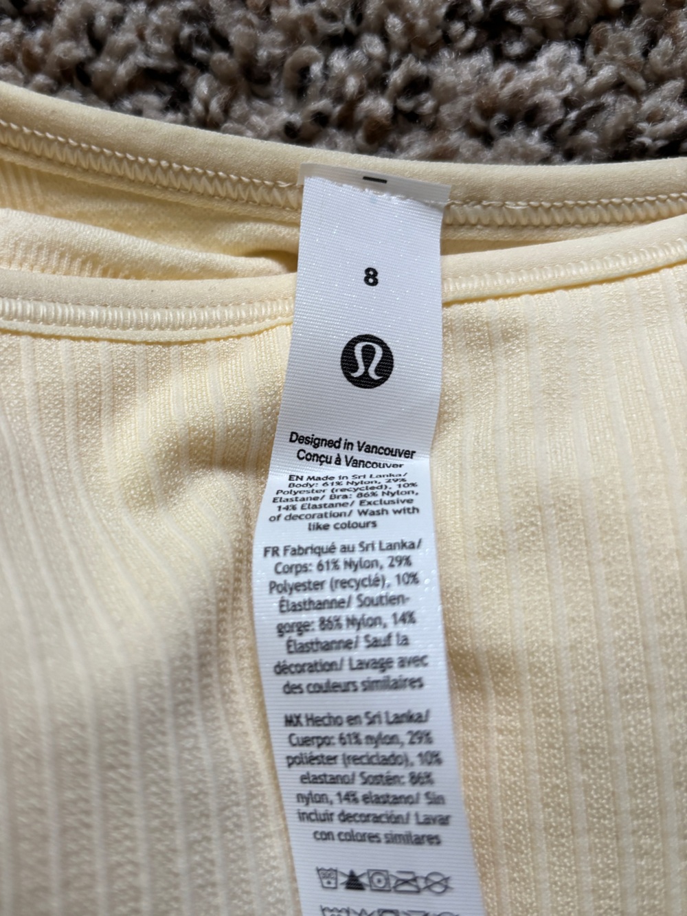 NWT Lululemon Buttercream Yellow Ebb to Street Scoop Cropped Tank - Picture 3 of 5